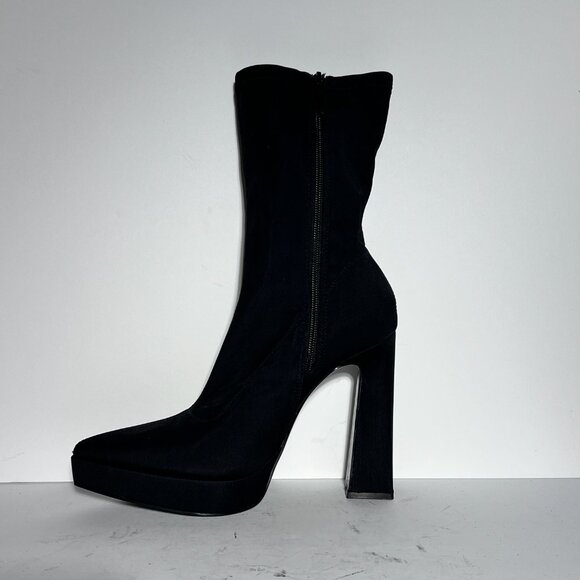 Zara NWOT Stretch Blk Fabric Platform Pointed Toe High Heel Booties Sz. 8 8.5 - Picture 8 of 16